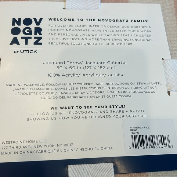 Novogratz throw blanket - Waverly Pink Tile - Picture 3 of 3